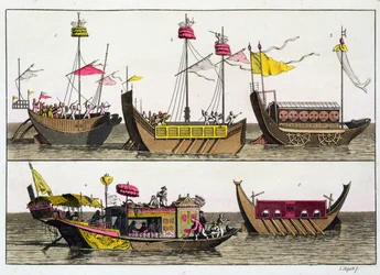Ejemplos de barcos chinos, ilustración de 